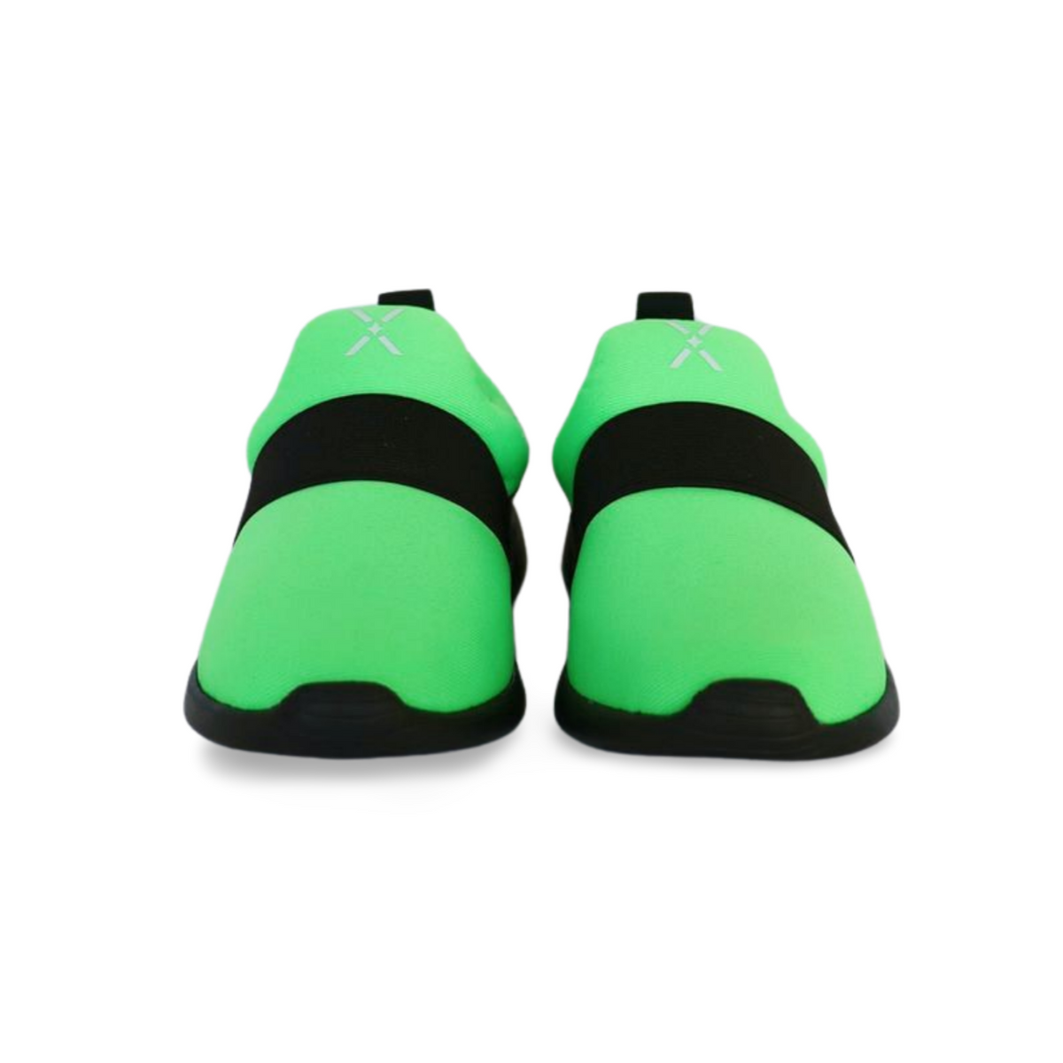 Green slip-on kids sneakers with cactus print and flexible rubber soles.
