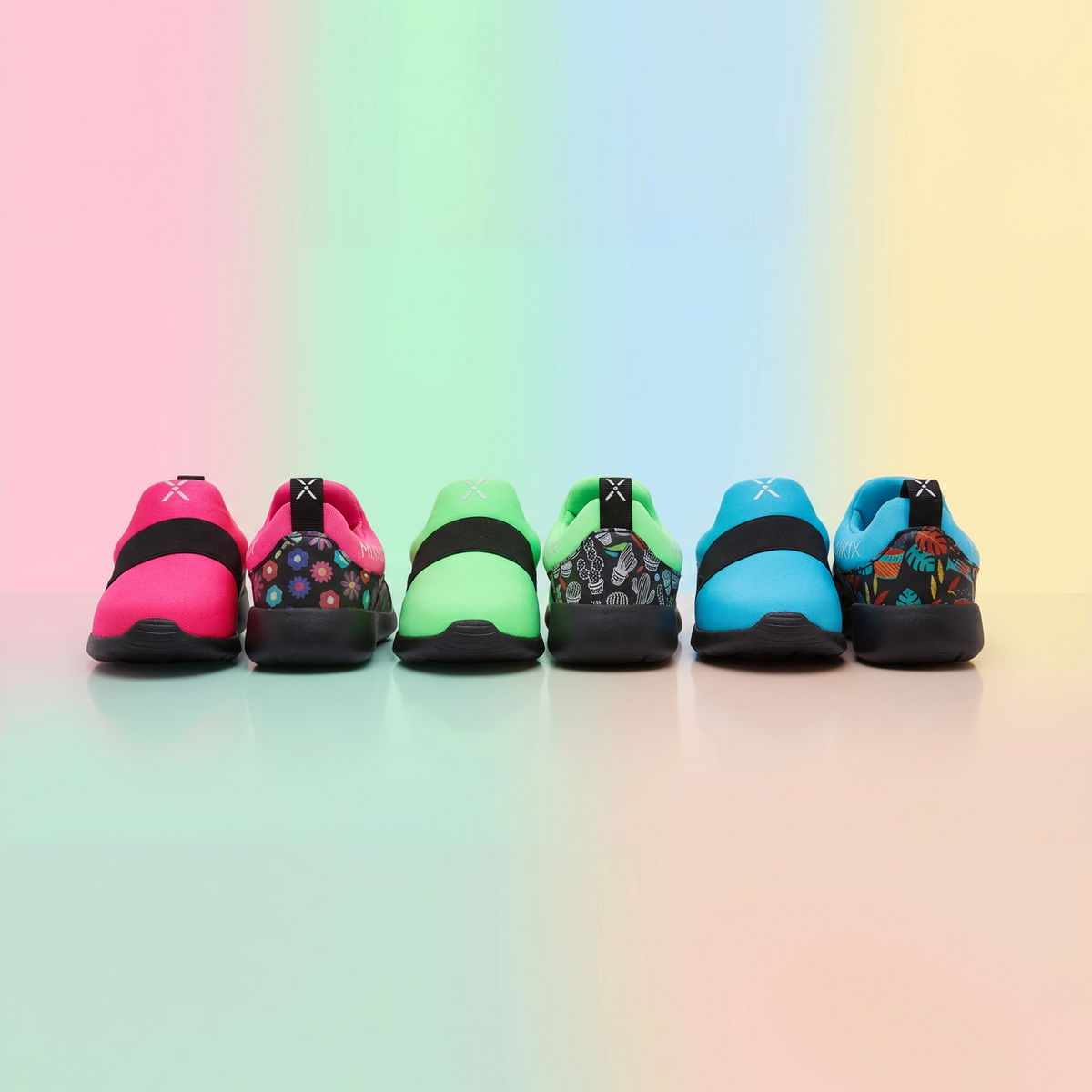Colorful children's shoes on a gradient background