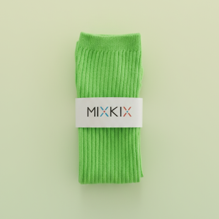 Green cotton scrunch socks for kids