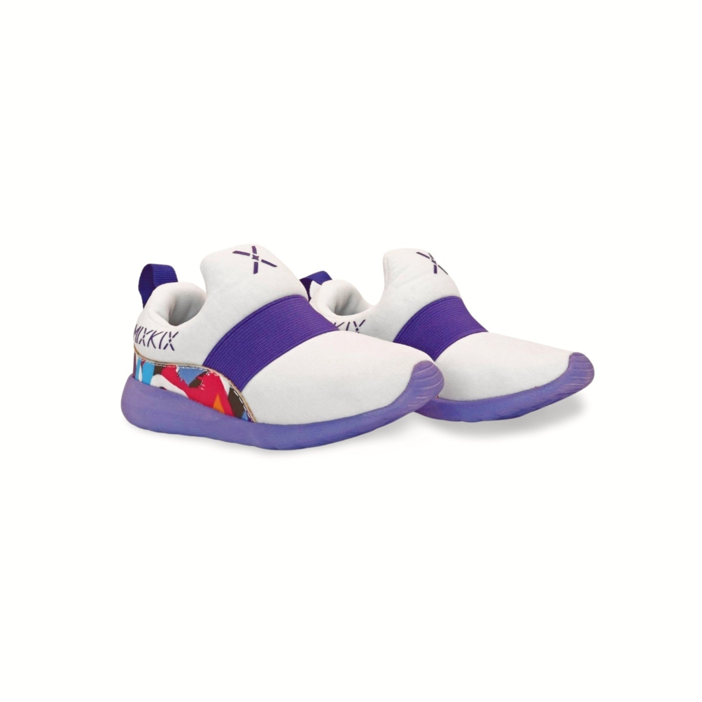 Mix Kix kids sneakers in white and purple 90s Mix angle