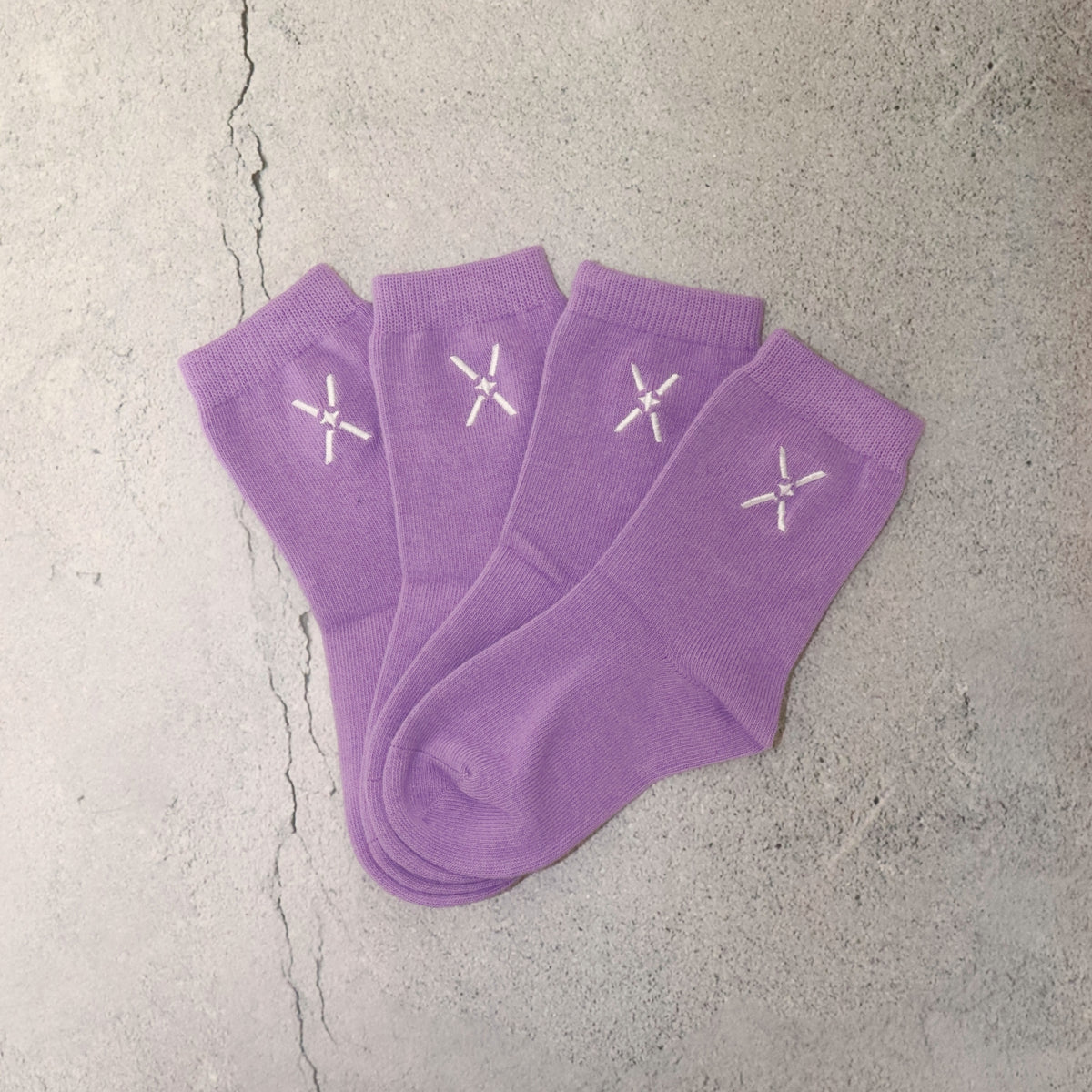 Purple 100% cotton kids socks ages 2 to 7 Mix Kix