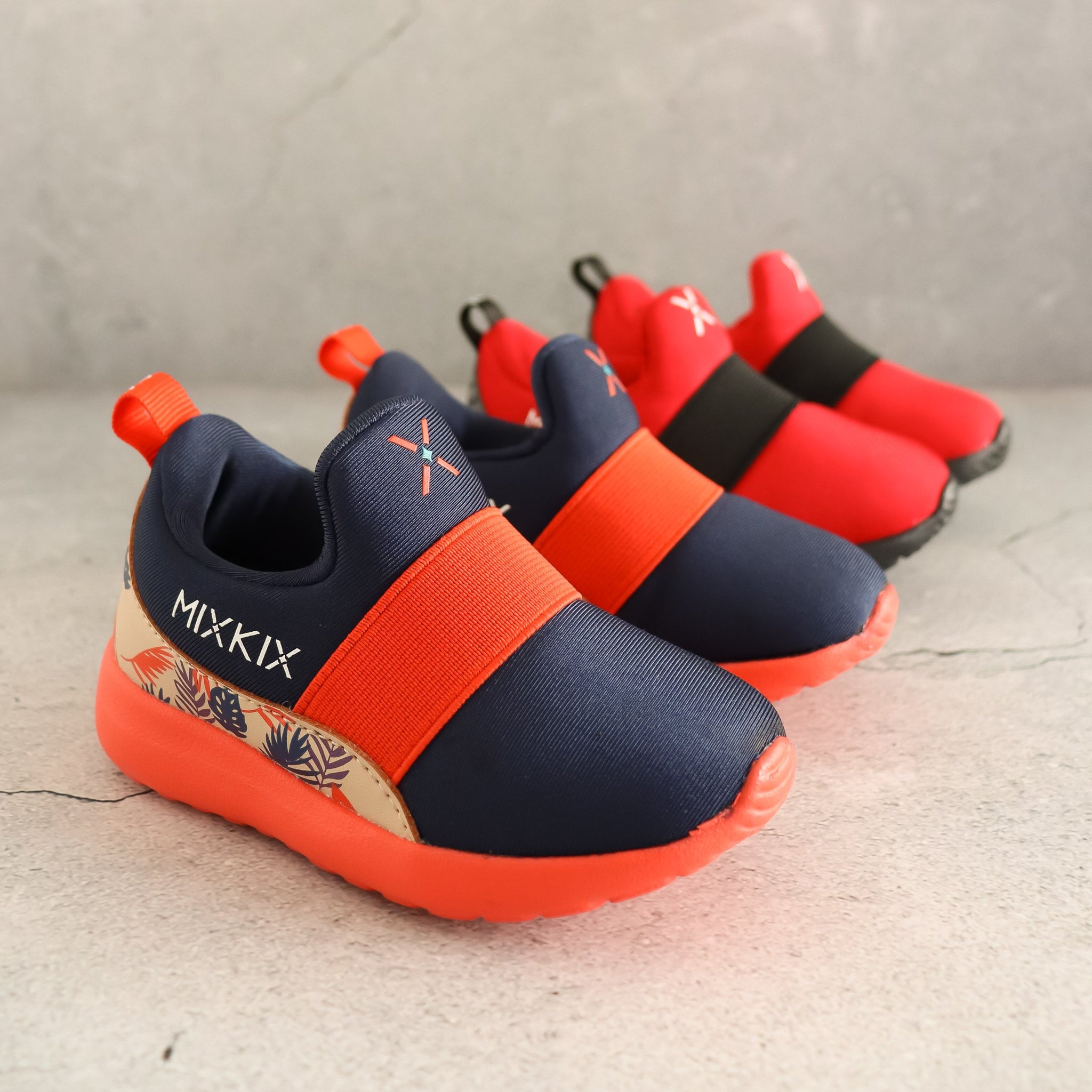 Jungle Collection of kids sneakers in blue and red